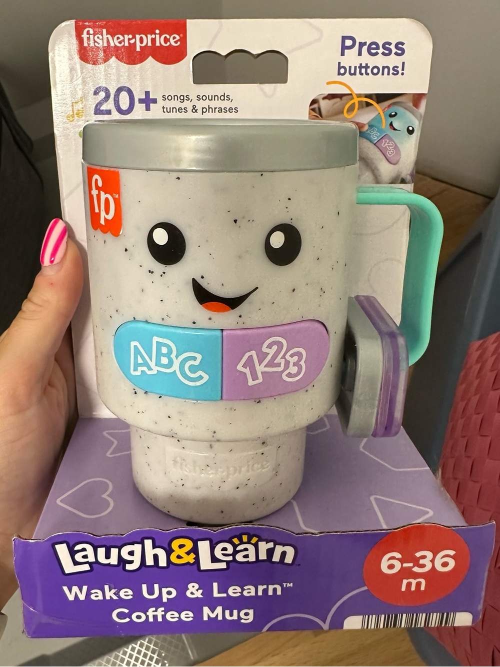 Fisher-Price Laugh & Learn Coffee Mug Toy - White with Teal & Purple